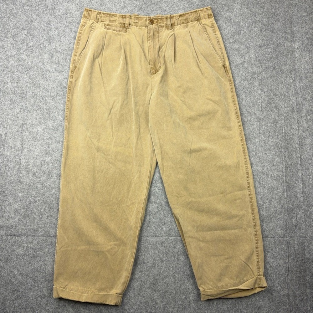 The Territory Ahead Pants Mens 36 Tan Brown Silk Cotton Baggy Relaxed Cuffed 90s